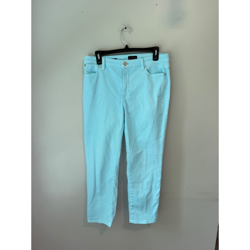 Talbots Womens 6 Straight Leg Crop Jeans Light Blue Denim Mid Rise Pants